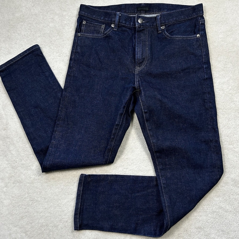 Uniqlo Jeans Mens 33x32 Selvedge Kaihara Japan Cotton Slim Straight Raw Denim